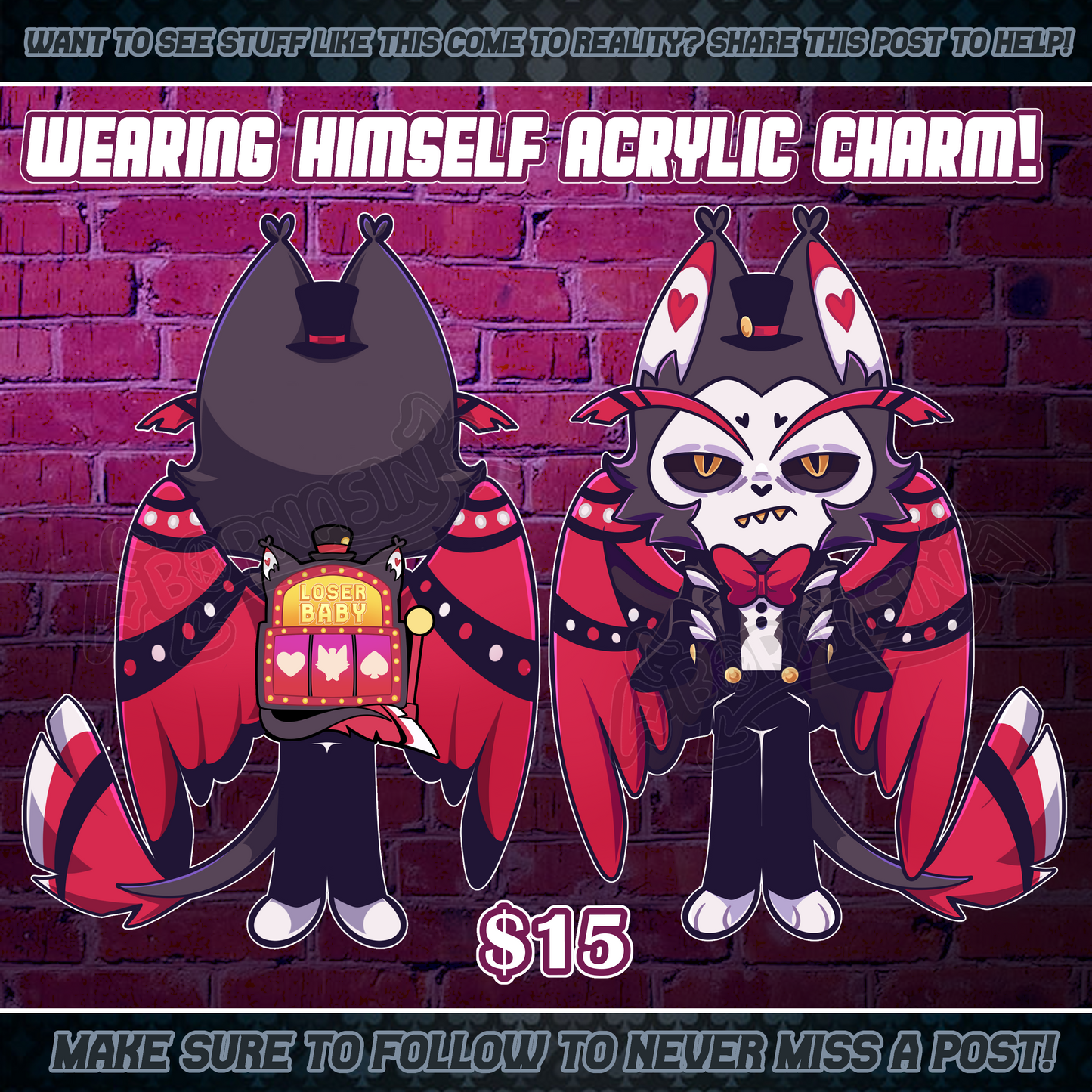 Wearing Himself (Cat) Acrylic Charm PRE-ORDER