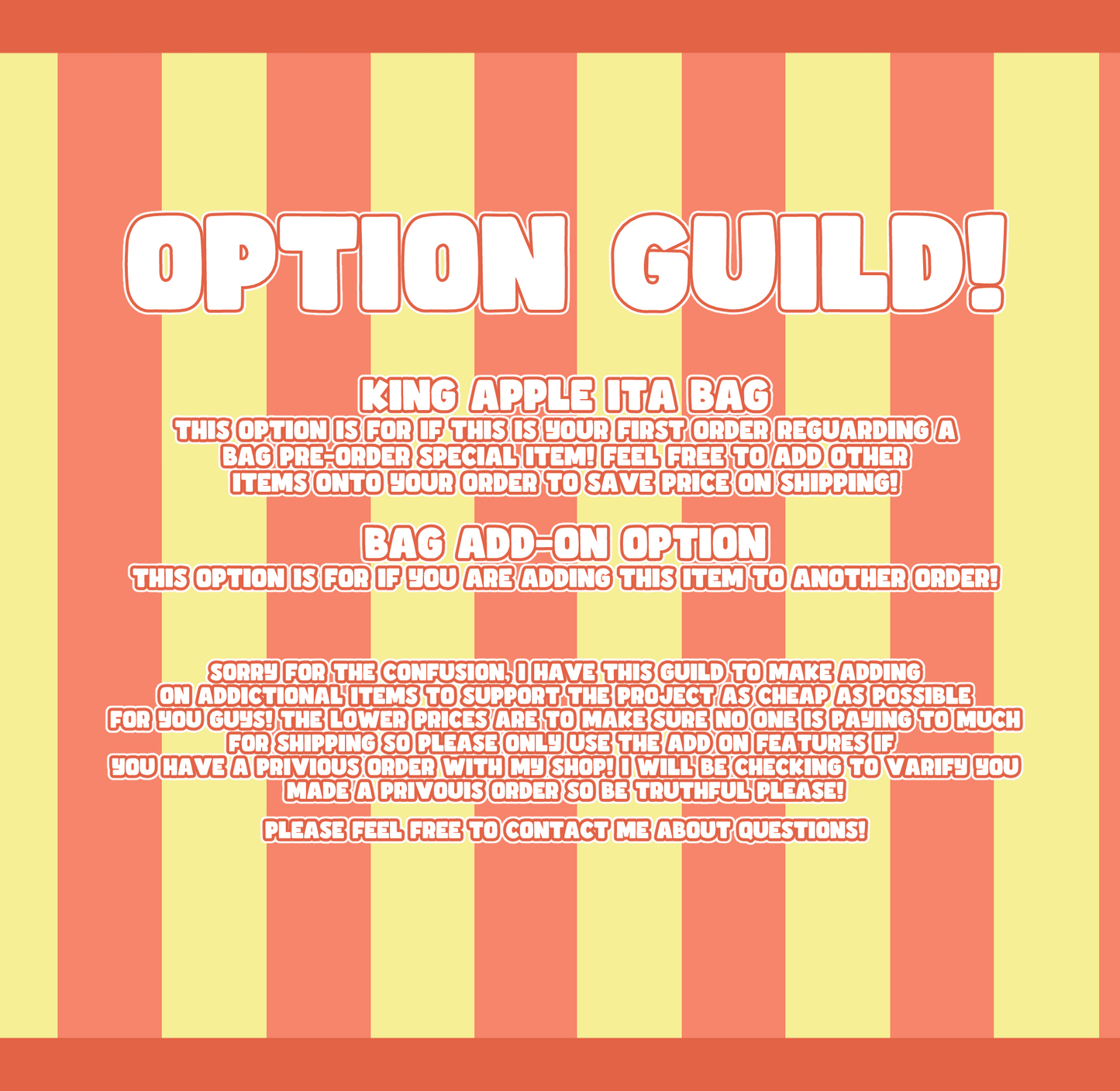 KING APPLE ITA BAG PRE-ORDER!!