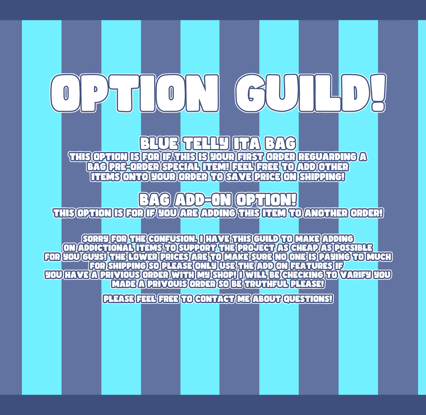 BLUE BAG TELLY ITA BAG PRE-ORDER!!