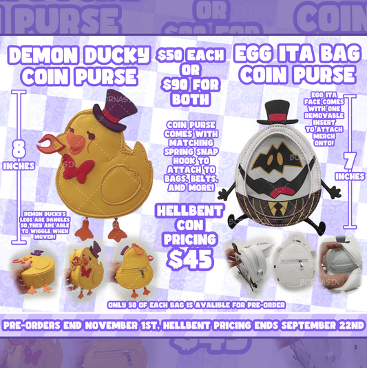 Demon Ducky Coin Purse and Egg Ita Bag Coin Purse LIMITED PRE-ORDER