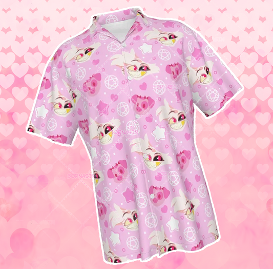 Angel Dust and Fat Nuggets Hazbin Hotel Button-Up Shirt
