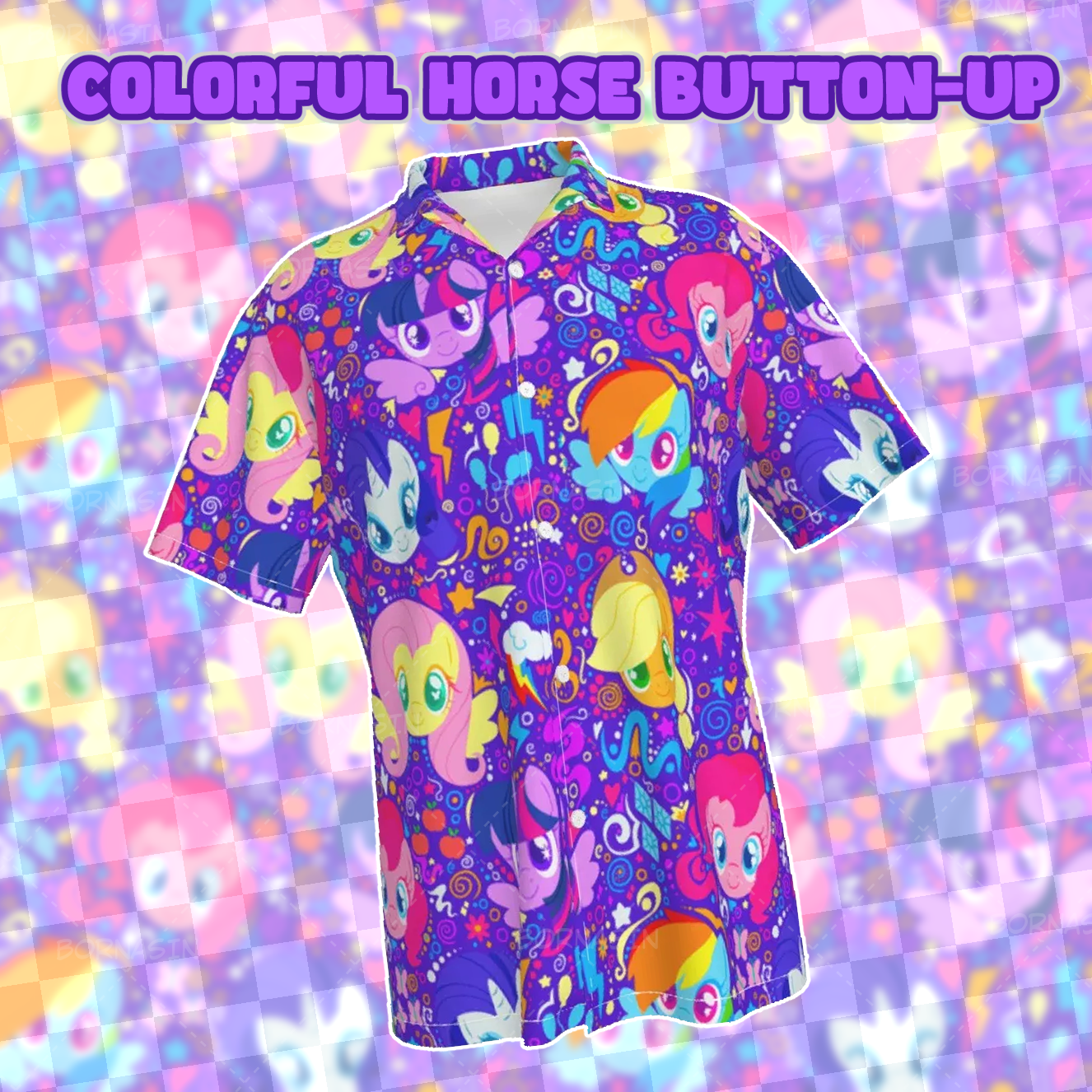 Colorful Horse Button-Up