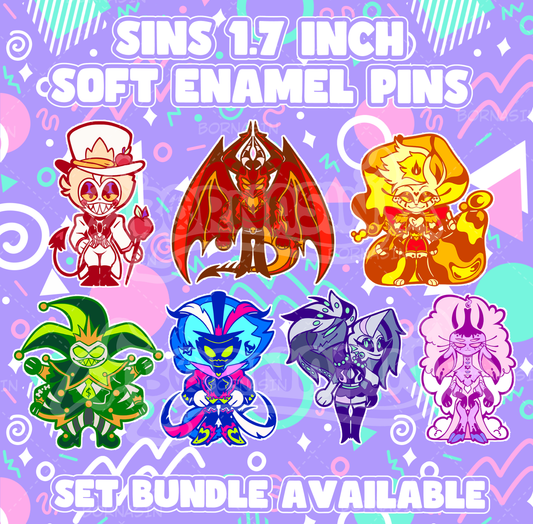 7 Deadly 1.7 Inch Soft  Enamel Pins and Set