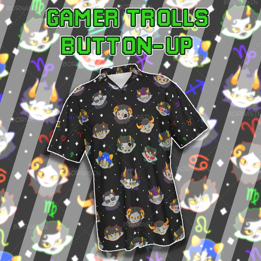 Gamer Trolls Button-Up Shirt
