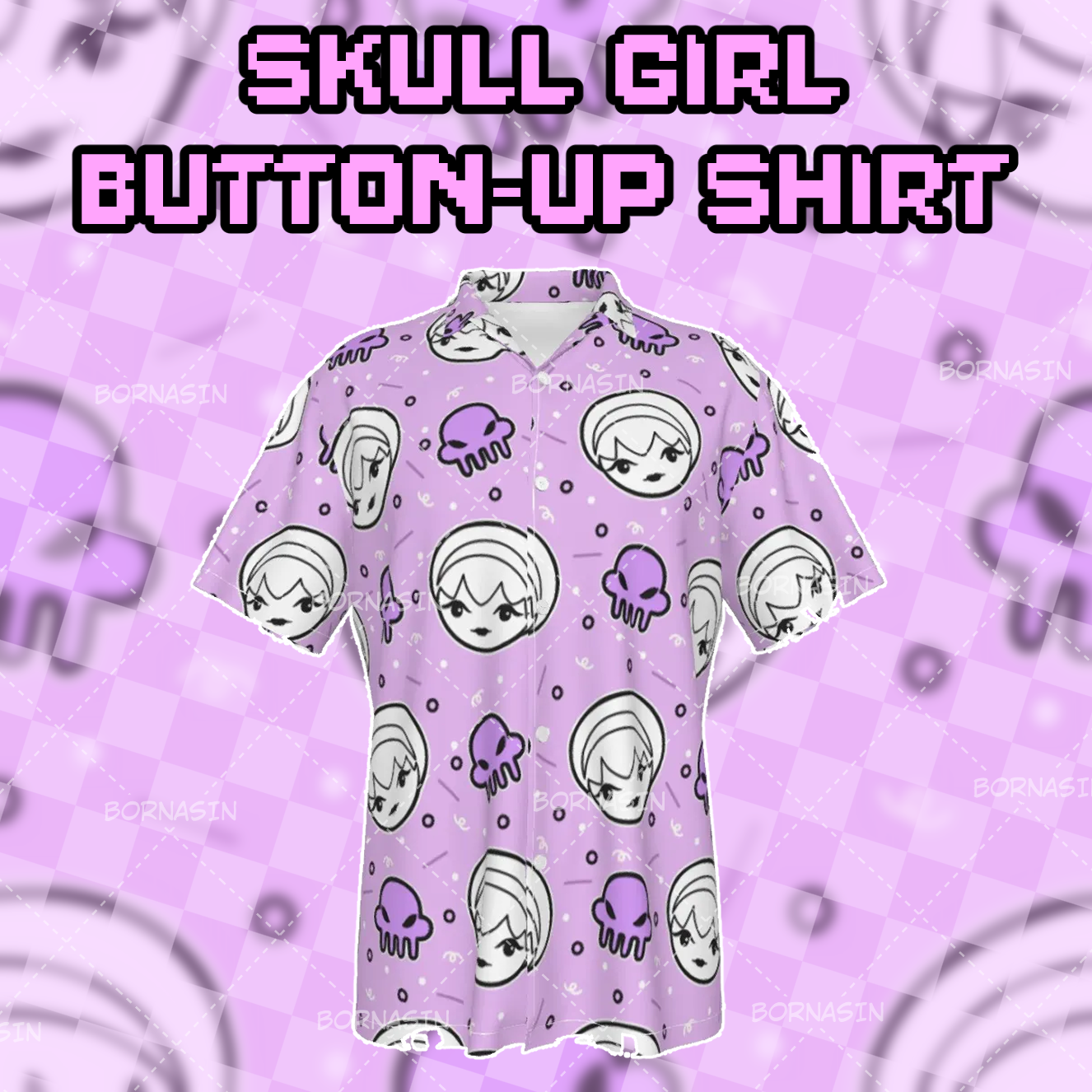Skull Girl Button-Up Shirt