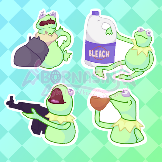 Cursed KermyHolographic Sticker Pack