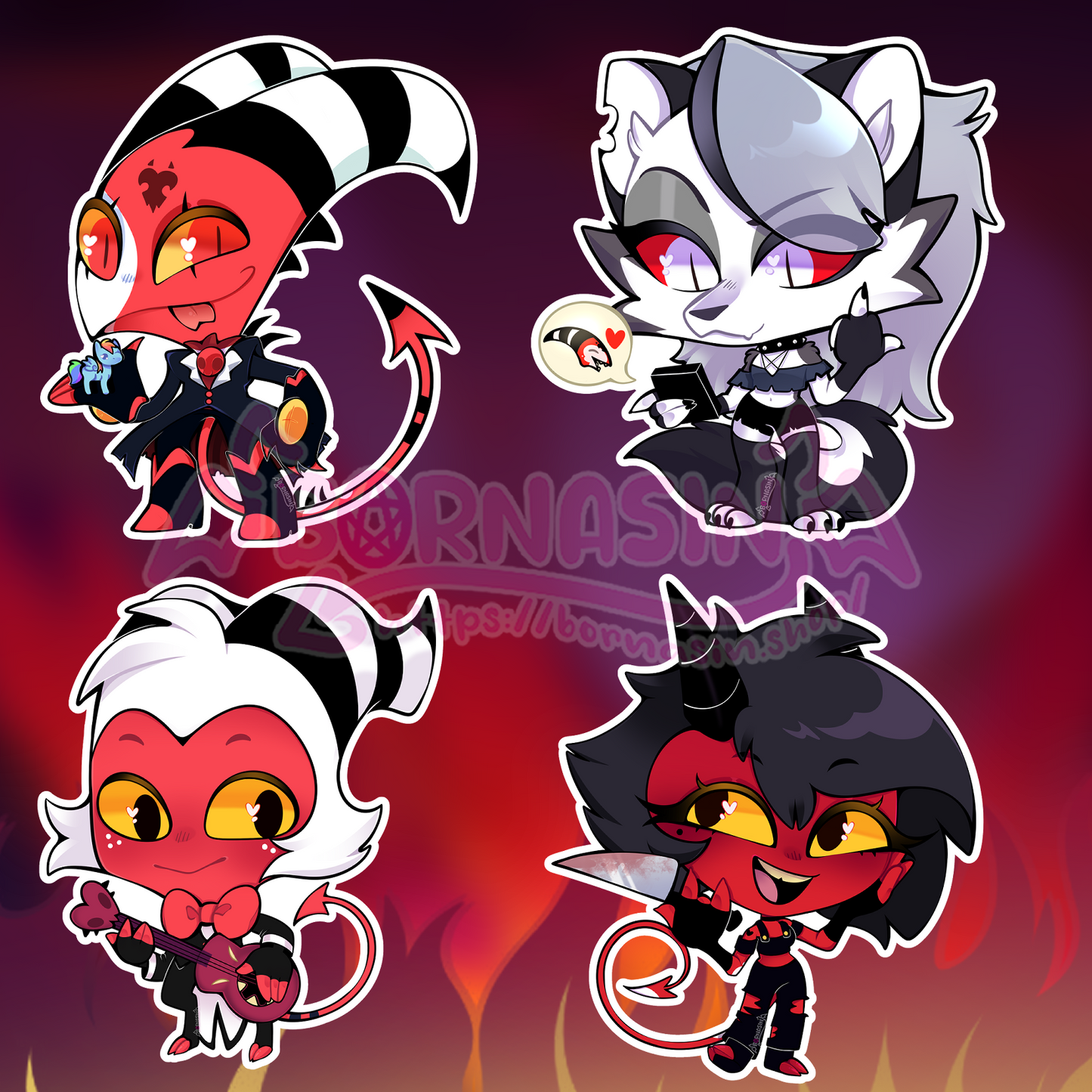 Stabby Demon Fellas Holographic Sticker Pack